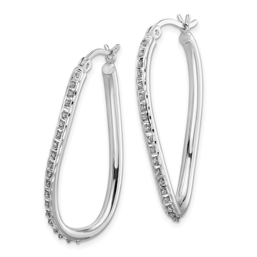 Sterlingsilber Diamant Fascination Mystique Platin-beschichtet Oval Gedreht Creolen