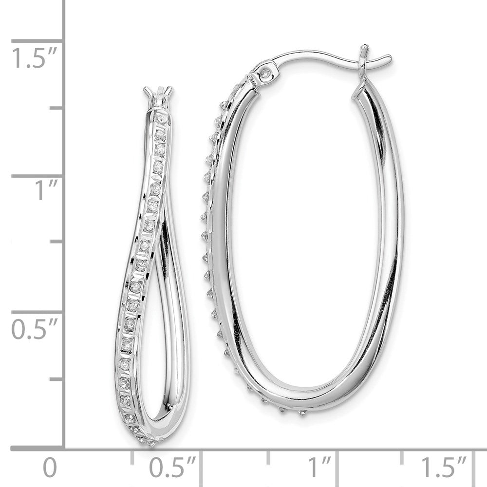 Sterlingsilber Diamant Fascination Mystique Platin-beschichtet Oval Gedreht Creolen