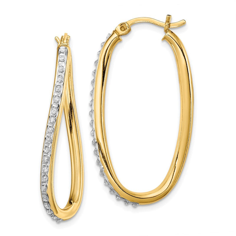 Sterlingsilber Diamant Fascination Mystique 18K Vergoldet Oval Gedreht Creolen