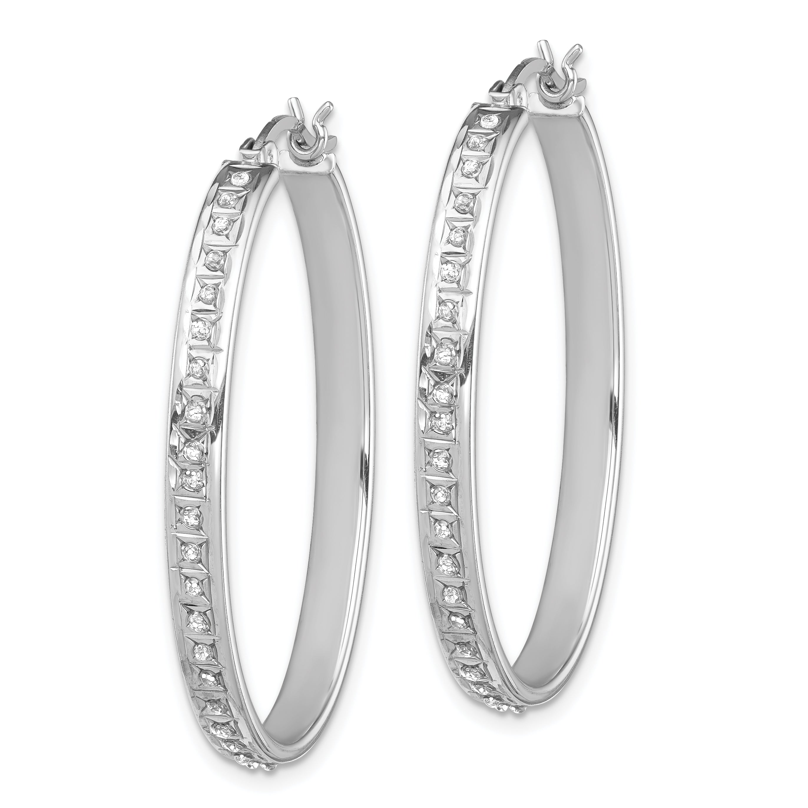 Sterlingsilber Diamant Fascination Mystique Platin-beschichtet Oval Creolen