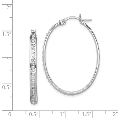 Sterlingsilber Diamant Fascination Mystique Platin-beschichtet Oval Creolen