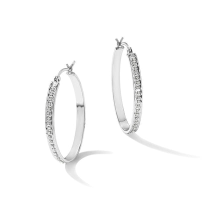 Sterlingsilber Diamant Fascination Mystique Platin-beschichtet Oval Creolen