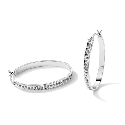 Sterlingsilber Diamant Fascination Mystique Platin-beschichtet Oval Creolen