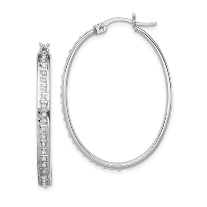 Sterlingsilber Diamant Fascination Mystique Platin-beschichtet Oval Creolen