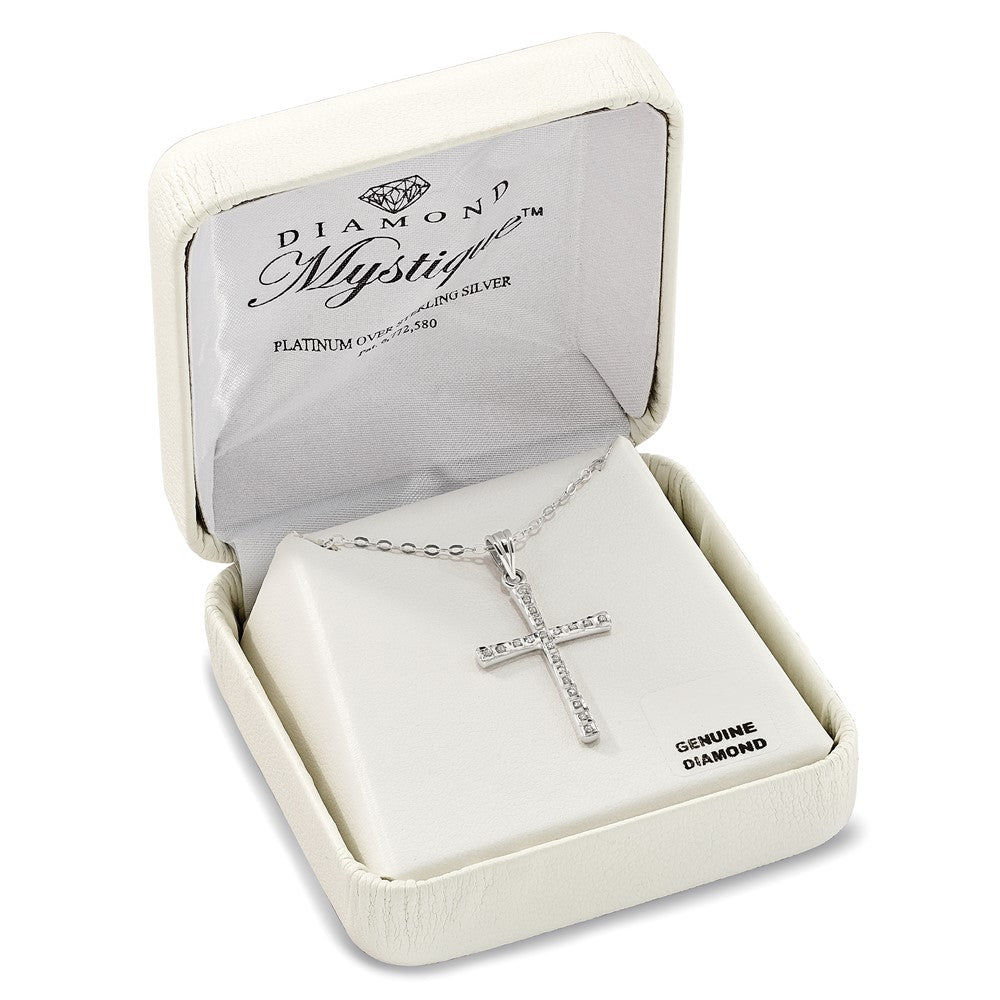 Sterlingsilber Diamant Fascination Mystique Platin-beschichtet Kreuz 18 Zoll Halskette