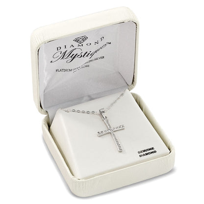Sterlingsilber Diamant Fascination Mystique Platin-beschichtet Kreuz 18 Zoll Halskette