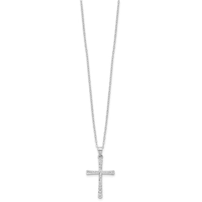 Sterlingsilber Diamant Fascination Mystique Platin-beschichtet Kreuz 18 Zoll Halskette