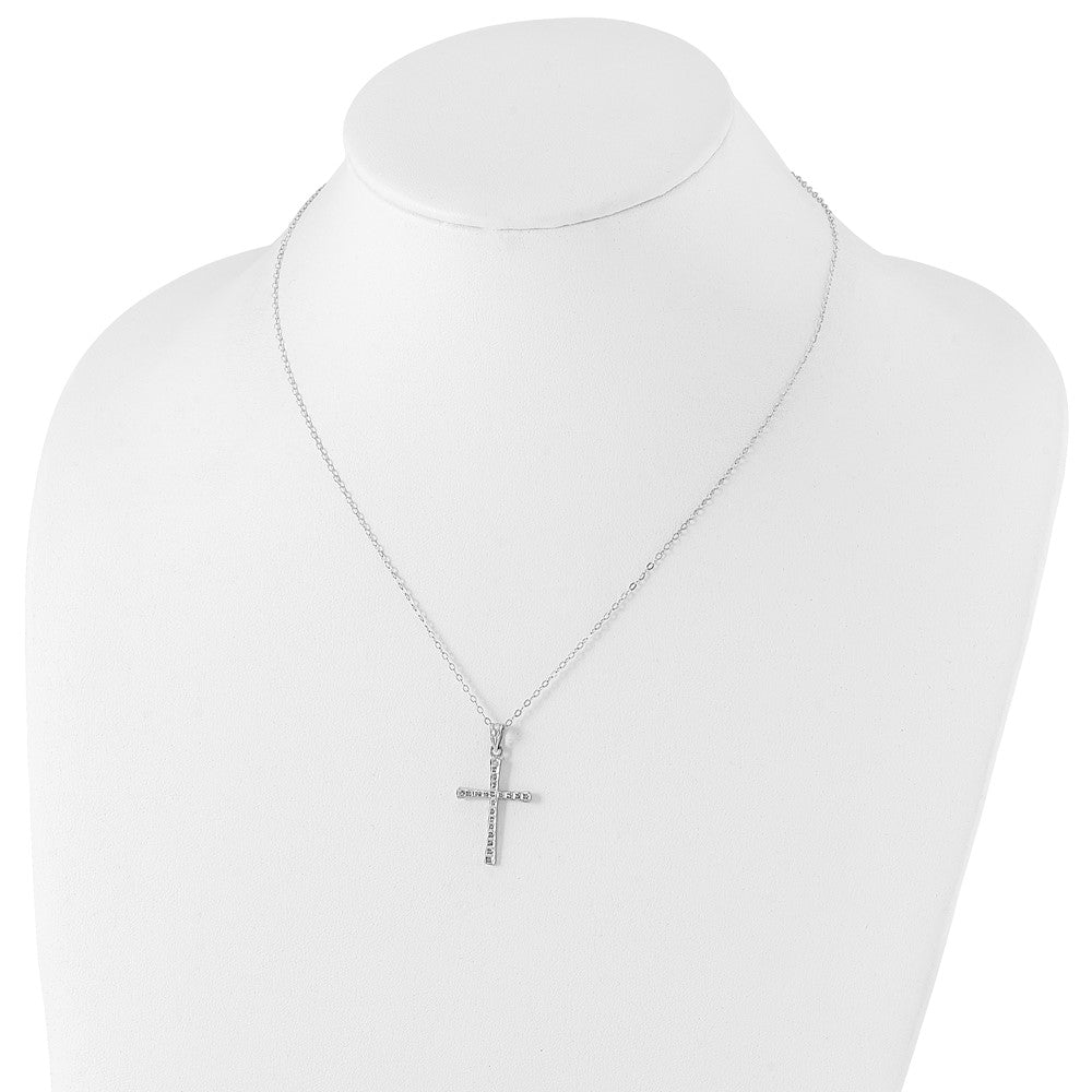 Sterlingsilber Diamant Fascination Mystique Platin-beschichtet Kreuz 18 Zoll Halskette