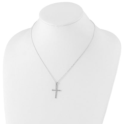 Sterlingsilber Diamant Fascination Mystique Platin-beschichtet Kreuz 18 Zoll Halskette