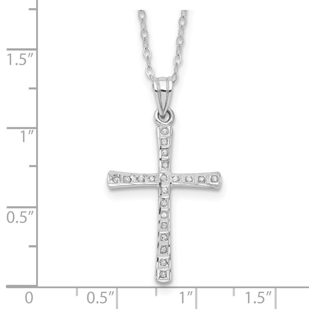 Sterlingsilber Diamant Fascination Mystique Platin-beschichtet Kreuz 18 Zoll Halskette