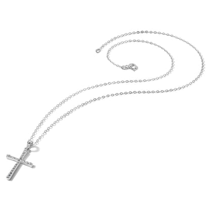 Sterlingsilber Diamant Fascination Mystique Platin-beschichtet Kreuz 18 Zoll Halskette