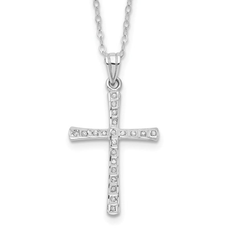 Sterlingsilber Diamant Fascination Mystique Platin-beschichtet Kreuz 18 Zoll Halskette