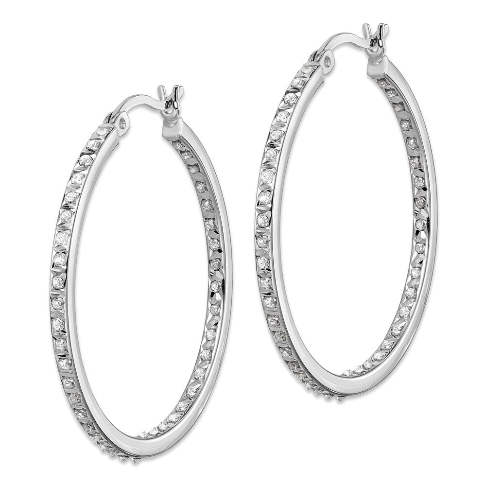 Sterlingsilber Diamant Fascination Mystique Platin-beschichtet in und Außen Rund Creolen