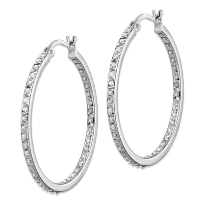 Sterlingsilber Diamant Fascination Mystique Platin-beschichtet in und Außen Rund Creolen