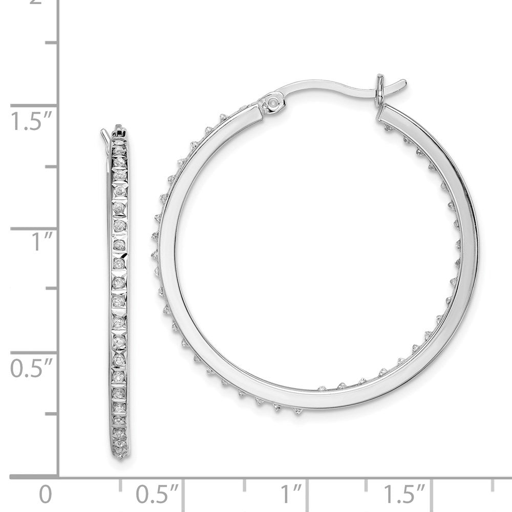 Sterlingsilber Diamant Fascination Mystique Platin-beschichtet in und Außen Rund Creolen