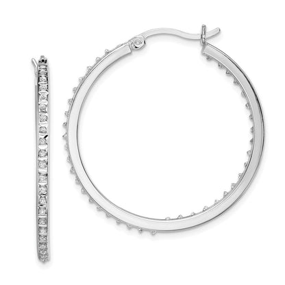 Sterlingsilber Diamant Fascination Mystique Platin-beschichtet in und Außen Rund Creolen