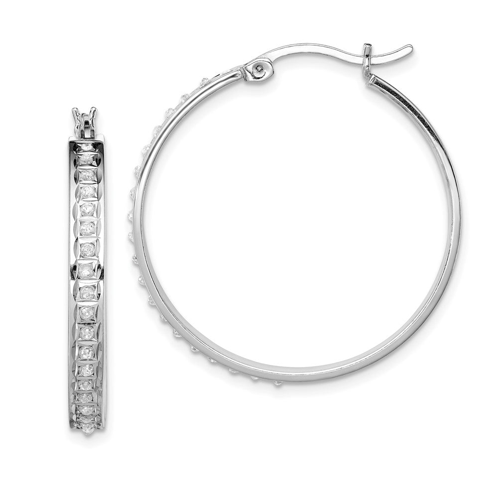 Sterlingsilber Diamant Fascination Mystique Platin-beschichtet Rund Creolen