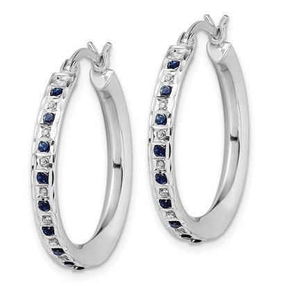 Sterlingsilber Diamant Fascination Mystique Platin-beschichtet Saphir Rund Creolen