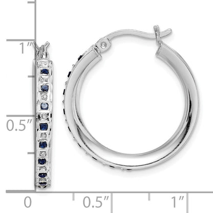 Sterlingsilber Diamant Fascination Mystique Platin-beschichtet Saphir Rund Creolen