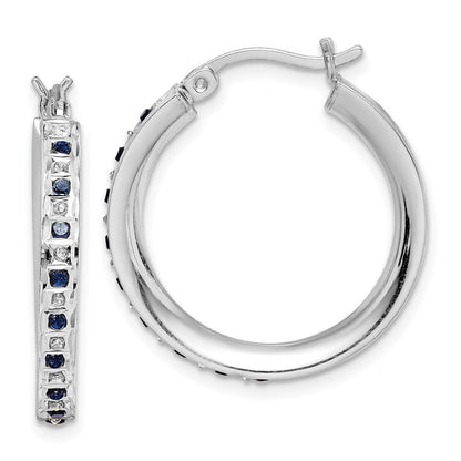 Sterlingsilber Diamant Fascination Mystique Platin-beschichtet Saphir Rund Creolen