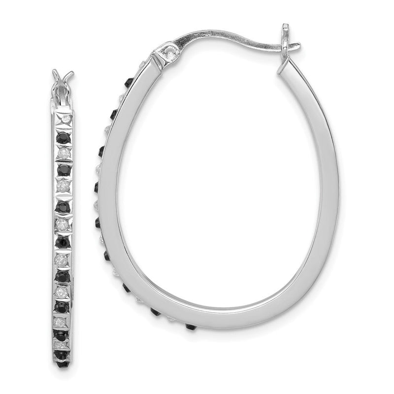 Sterlingsilber Diamant Fascination Mystique Platin-beschichtet Schwarz und Weiß Creolen