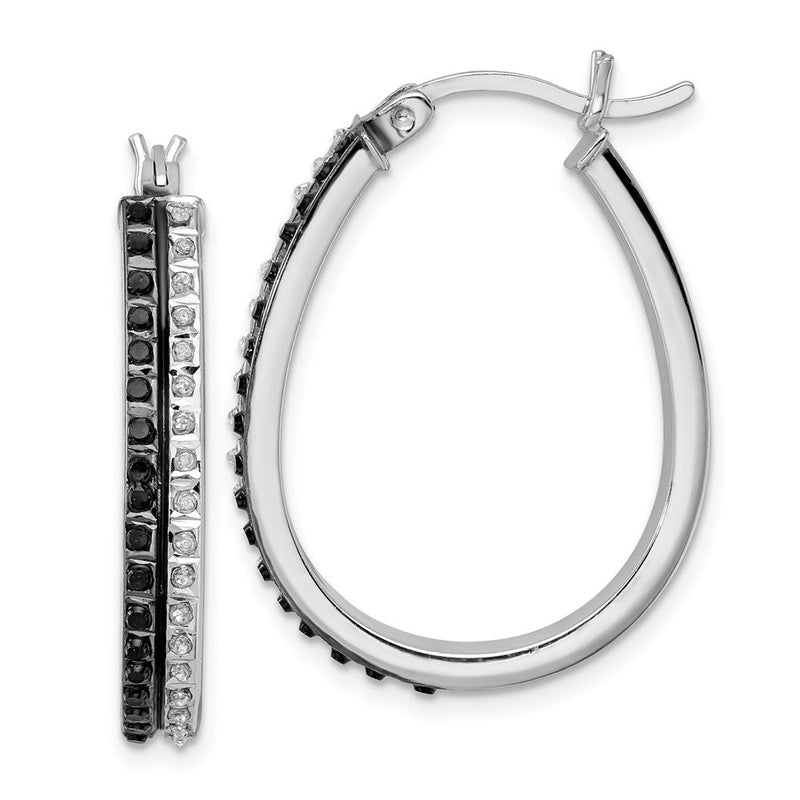 Sterlingsilber Diamant Fascination Mystique Platin-beschichtet Schwarz und Weiß Creolen