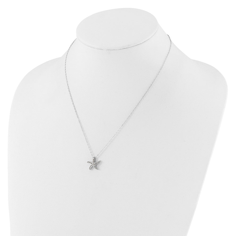 Sterlingsilber Diamant Fascination Mystique Platin-beschichtet Seestern 18 Zoll Halskette