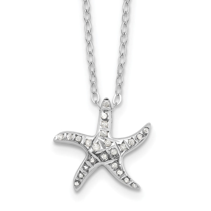 Sterlingsilber Diamant Fascination Mystique Platin-beschichtet Seestern 18 Zoll Halskette