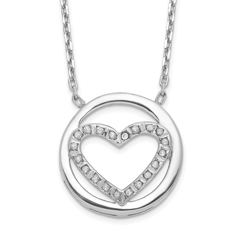 Sterlingsilber Diamant Fascination Mystique Platin-beschichtet Kreis mit Herz 17 Zoll Halskette