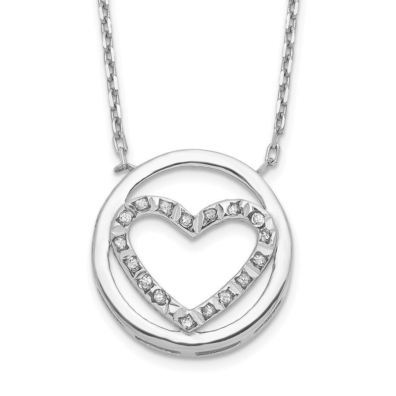 Sterlingsilber Diamant Fascination Mystique Platin-beschichtet Kreis mit Herz 17 Zoll Halskette