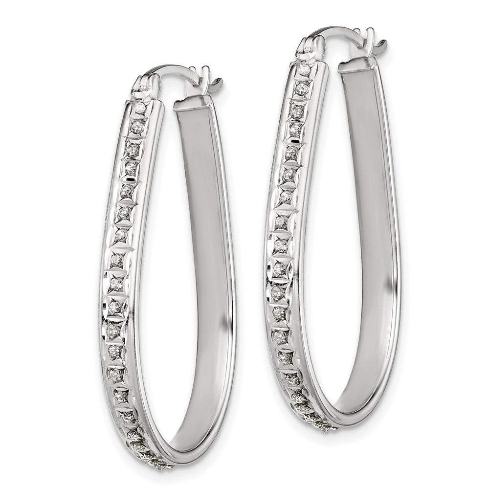Sterlingsilber Diamant Fascination Mystique Platin-beschichtet Oval Creolen