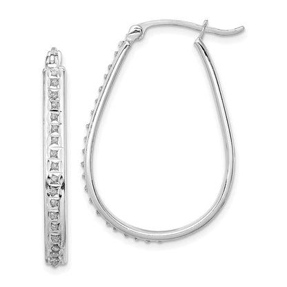 Sterlingsilber Diamant Fascination Mystique Platin-beschichtet Oval Creolen