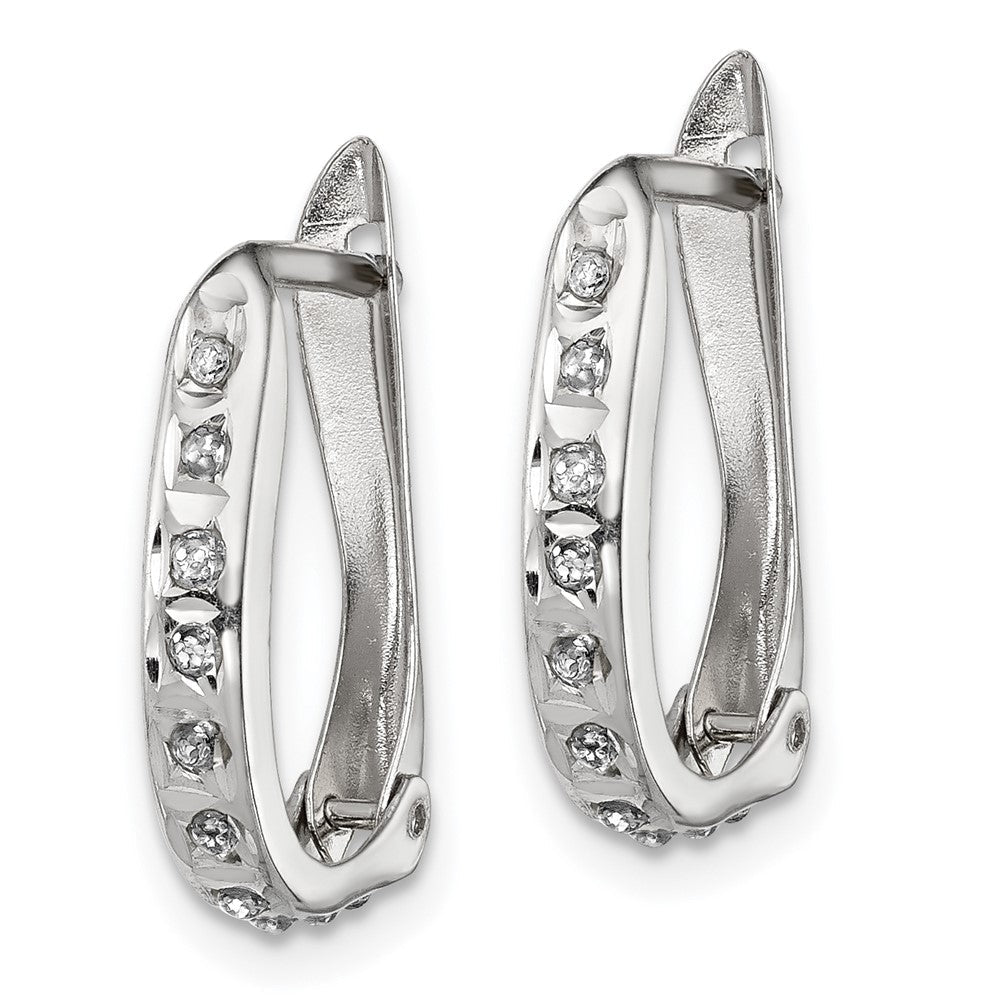 Sterlingsilber Diamant Fascination Mystique Platin-beschichtet Oval Klappbar Creolen