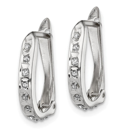 Sterlingsilber Diamant Fascination Mystique Platin-beschichtet Oval Klappbar Creolen