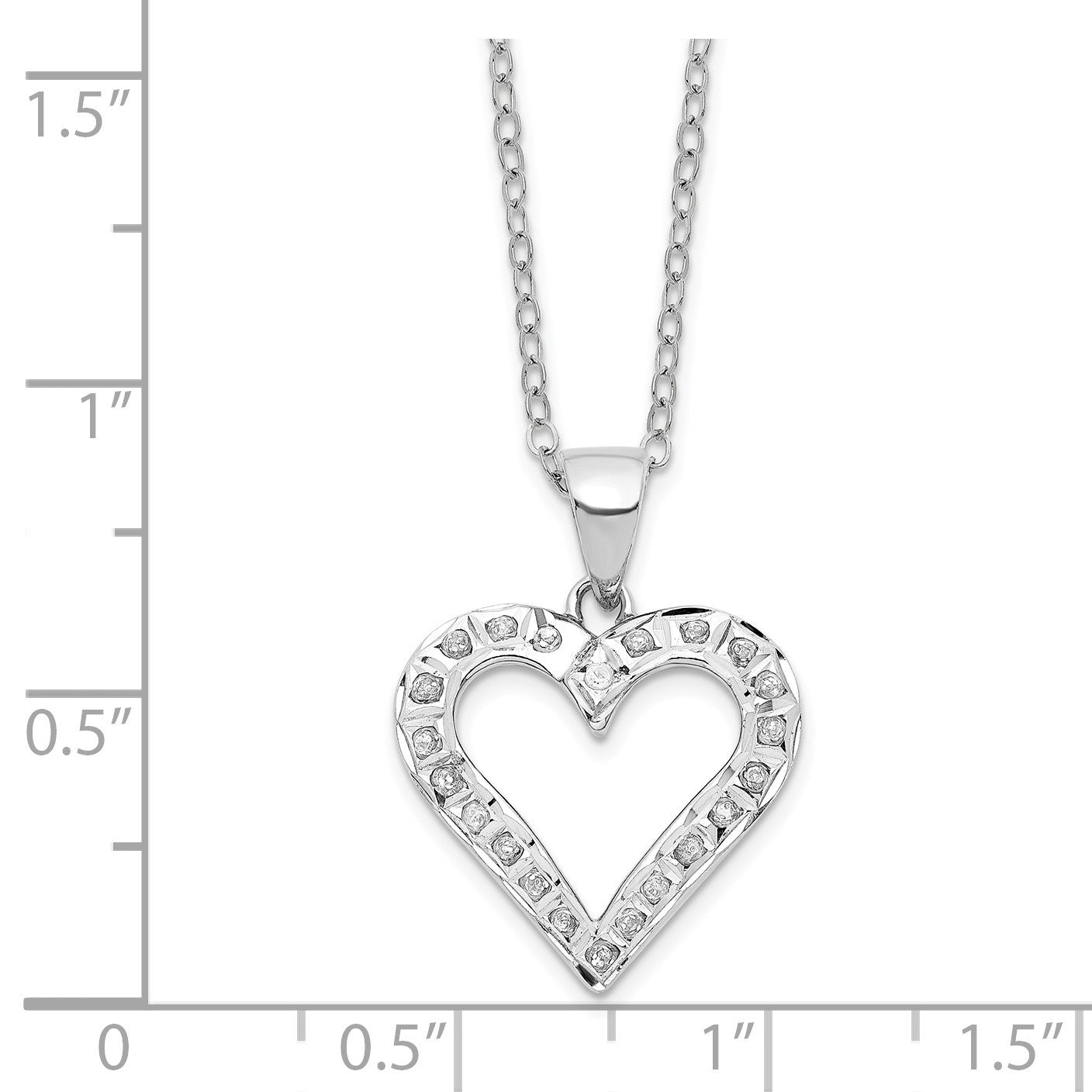 Sterlingsilber Diamant Fascination Mystique Platin-beschichtet Herz 18 Zoll Halskette