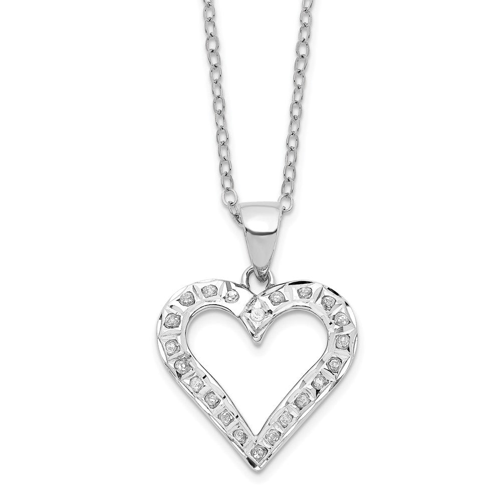 Sterlingsilber Diamant Fascination Mystique Platin-beschichtet Herz 18 Zoll Halskette
