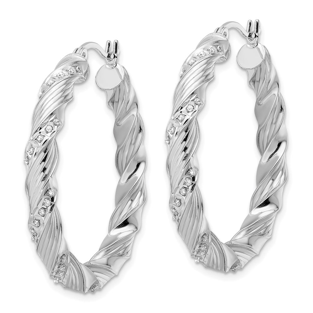 Sterlingsilber Diamant Fascination Mystique Platin-beschichtet Gedreht Creolen
