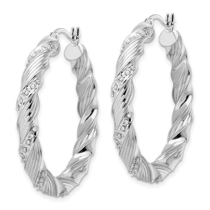 Sterlingsilber Diamant Fascination Mystique Platin-beschichtet Gedreht Creolen
