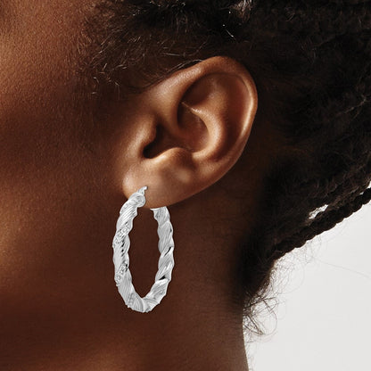 Sterlingsilber Diamant Fascination Mystique Platin-beschichtet Gedreht Creolen