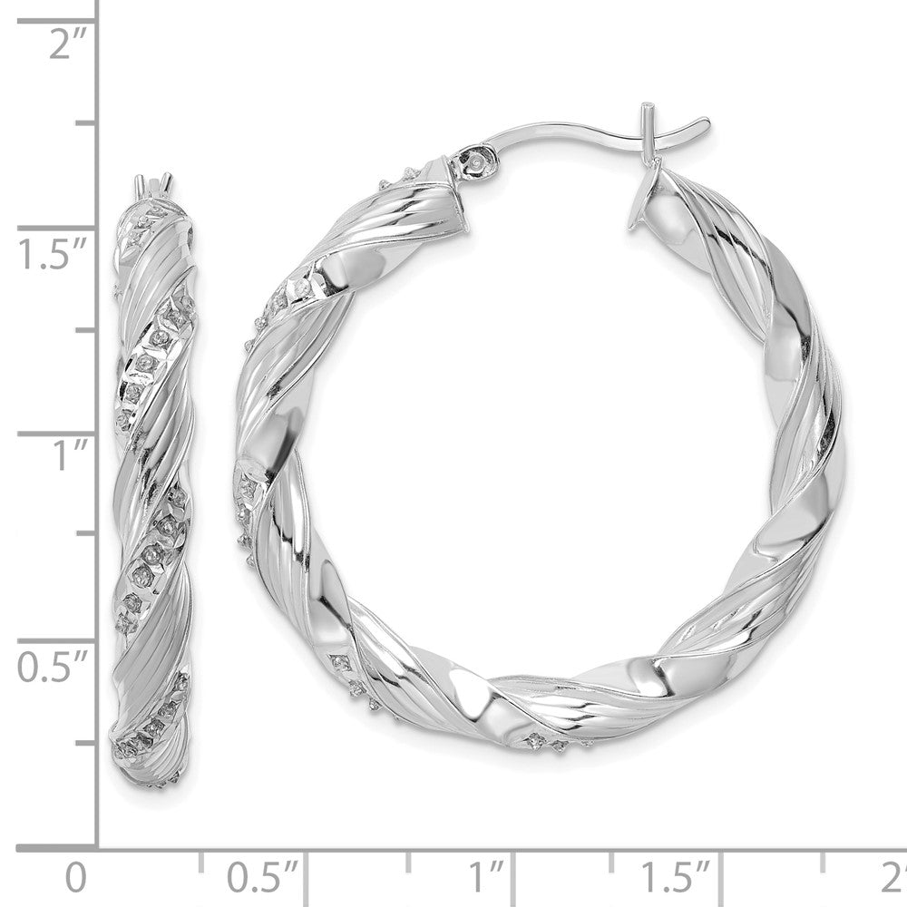 Sterlingsilber Diamant Fascination Mystique Platin-beschichtet Gedreht Creolen