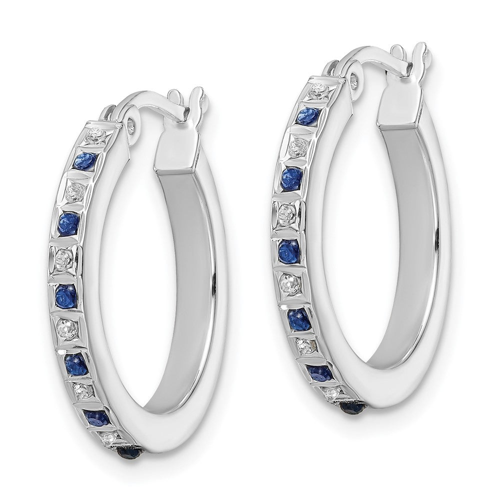 Sterlingsilber Diamant Fascination Mystique Platin-beschichtet Saphir Creolen