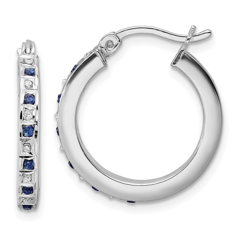 Sterlingsilber Diamant Fascination Mystique Platin-beschichtet Saphir Creolen