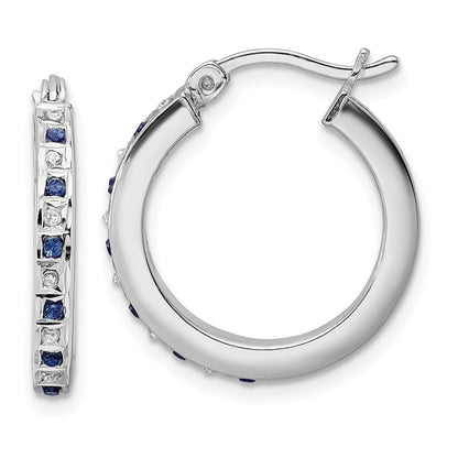 Sterlingsilber Diamant Fascination Mystique Platin-beschichtet Saphir Creolen