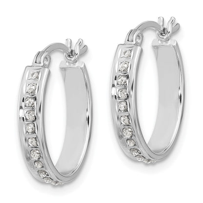 Sterlingsilber Platin-beschichtet Diamant Mystique Diamant Dust/akzente Oval Creolen