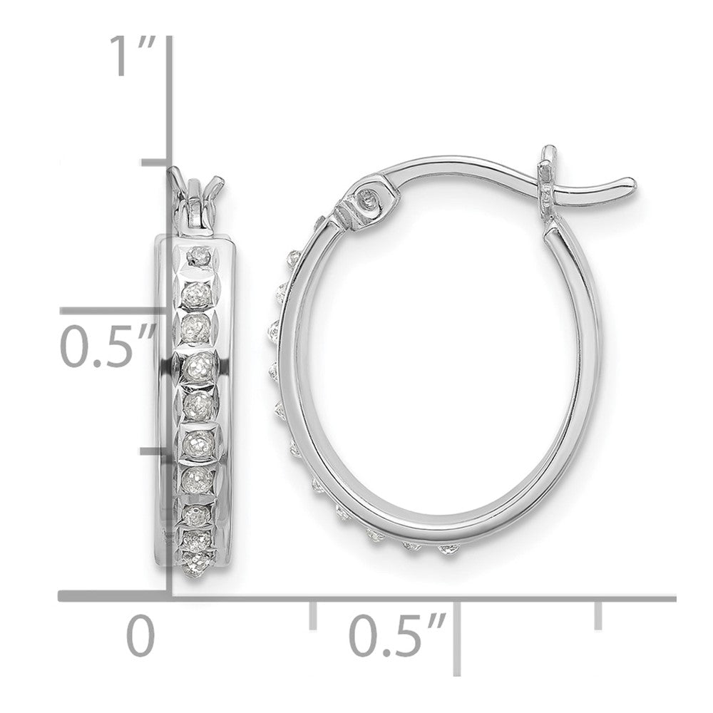 Sterlingsilber Platin-beschichtet Diamant Mystique Diamant Dust/akzente Oval Creolen