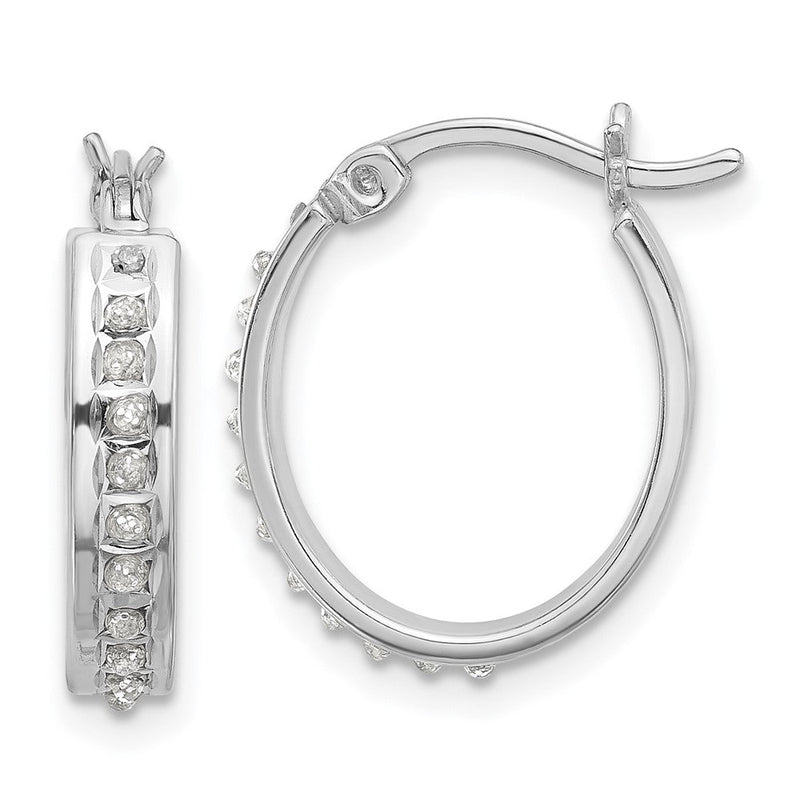 Sterlingsilber Platin-beschichtet Diamant Mystique Diamant Dust/akzente Oval Creolen