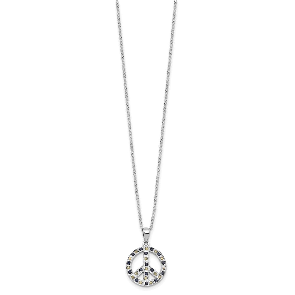 Sterlingsilber Platin-beschichtet Diamant Mystique Diamant Dust/akzente Blk/ Weiß Frieden Neck