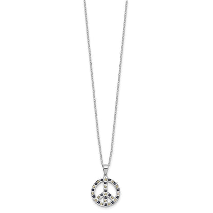 Sterlingsilber Platin-beschichtet Diamant Mystique Diamant Dust/akzente Blk/ Weiß Frieden Neck