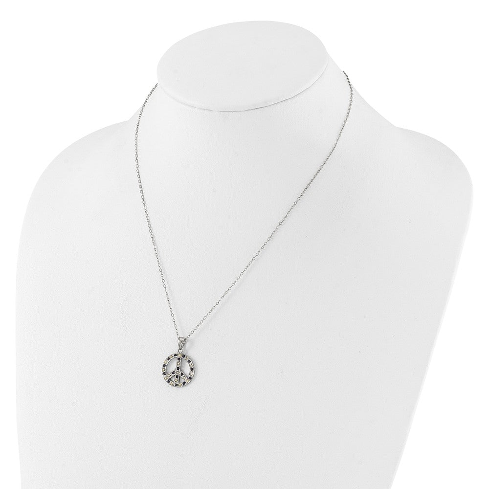 Sterlingsilber Platin-beschichtet Diamant Mystique Diamant Dust/akzente Blk/ Weiß Frieden Neck