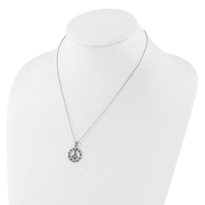 Sterlingsilber Platin-beschichtet Diamant Mystique Diamant Dust/akzente Blk/ Weiß Frieden Neck
